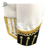 White Wool Pipe Band Doublet With Gold Braid And Piping Jacket